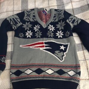 Patriots Navy and Gray V-Neck Sweater